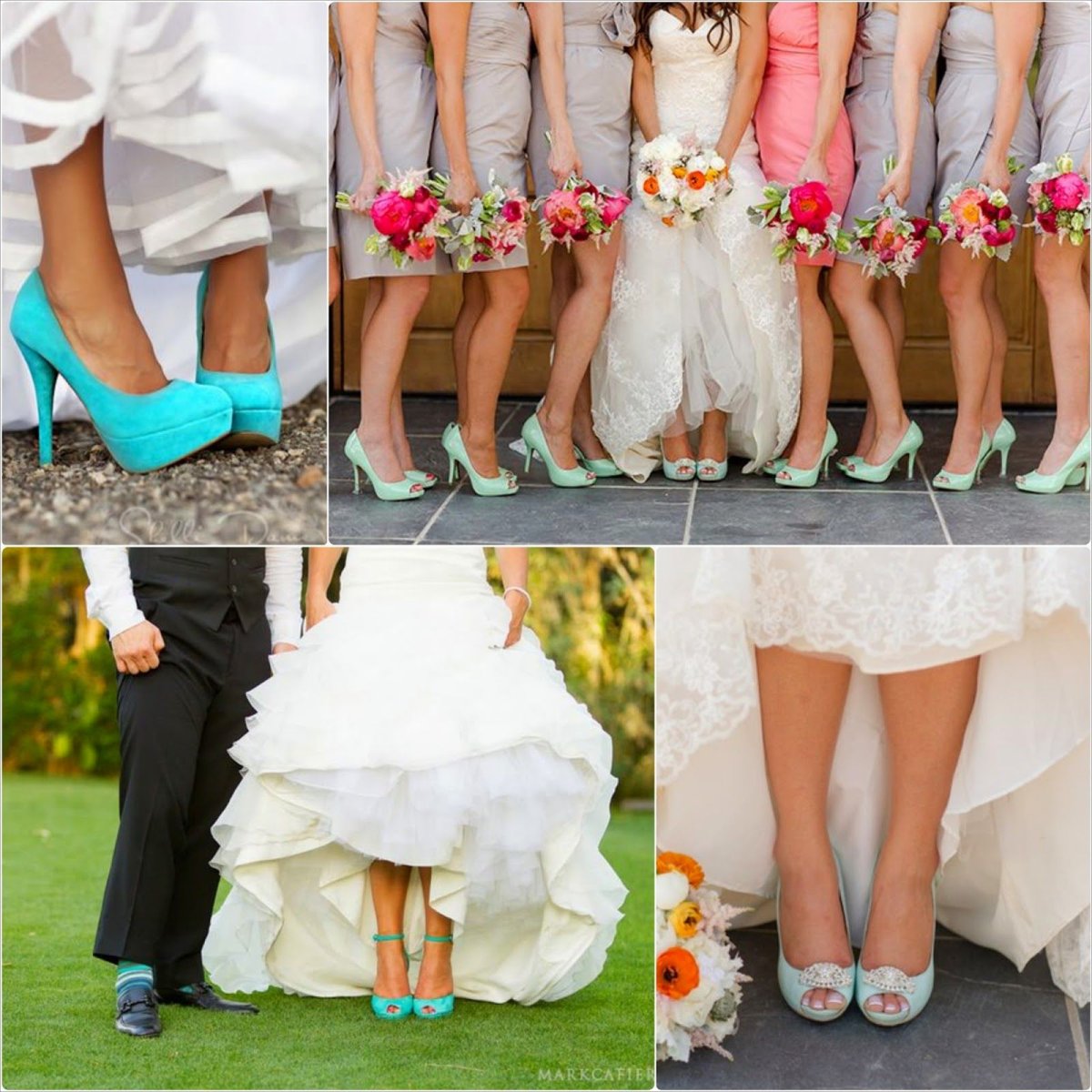 Цветные туфли под свадебное платье