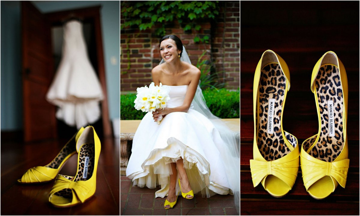 Желтые Свадебные туфли