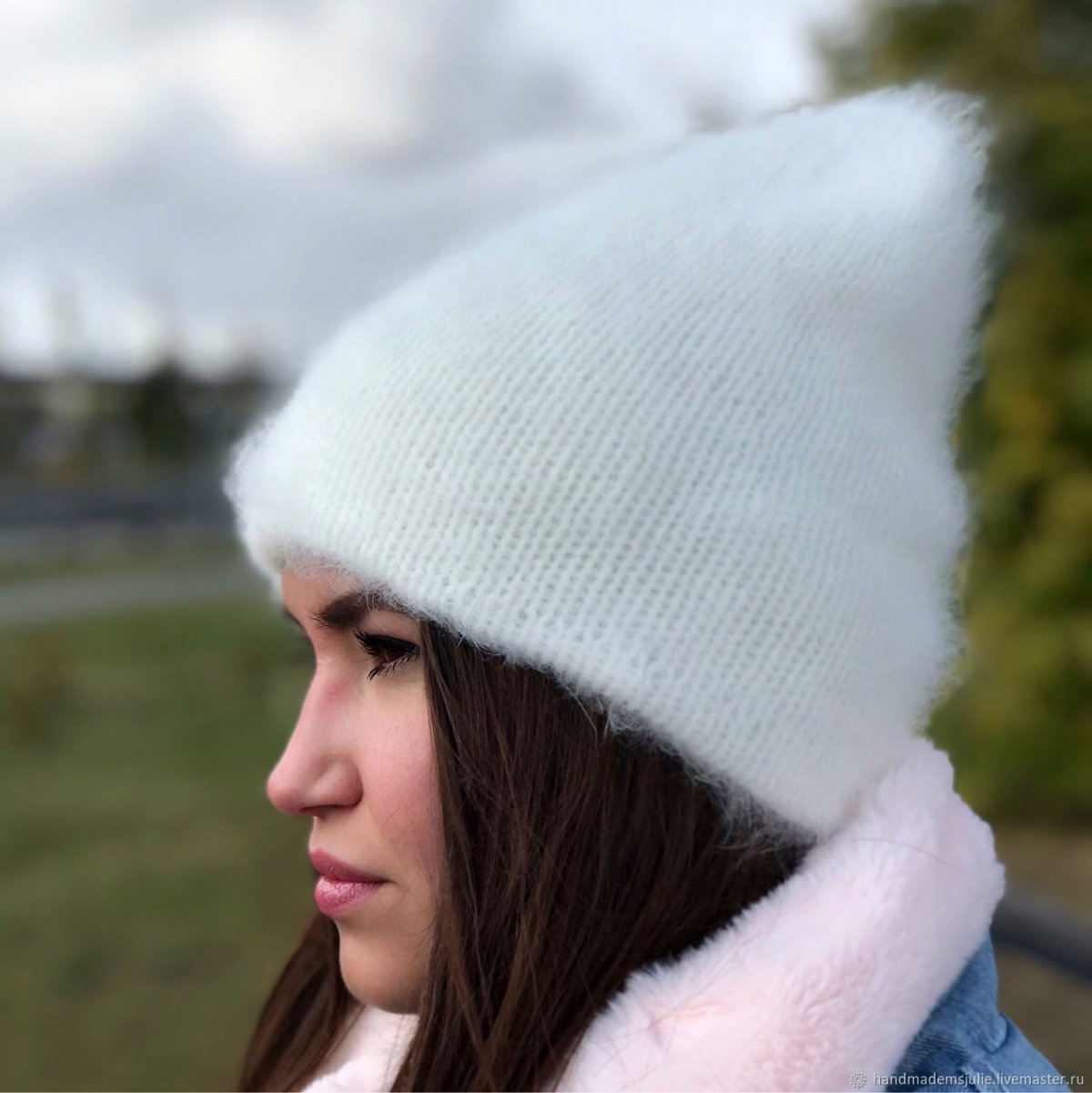 Шапка 2022 женская ангорка с отворотом