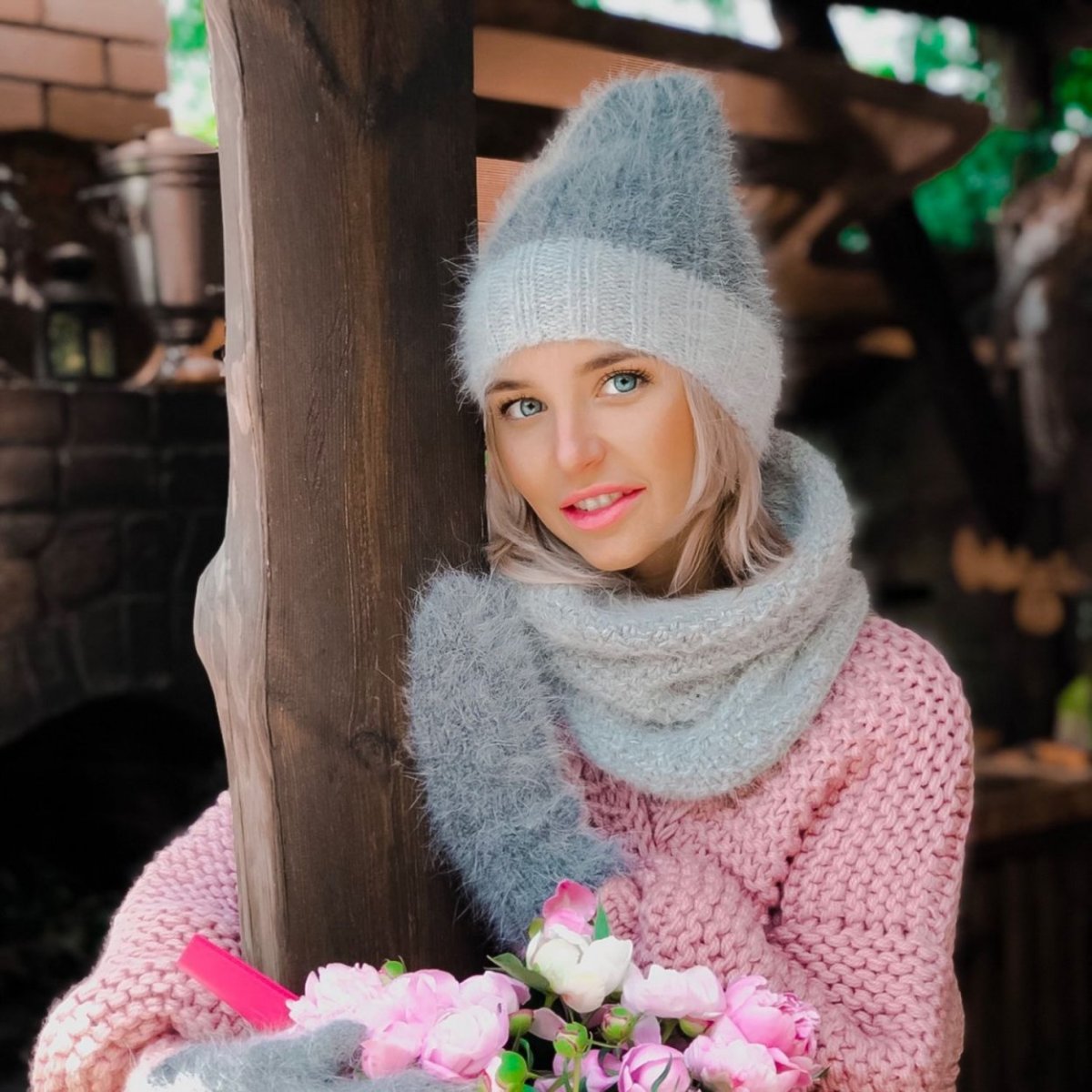 Шапка Карина forti из ангоры серая