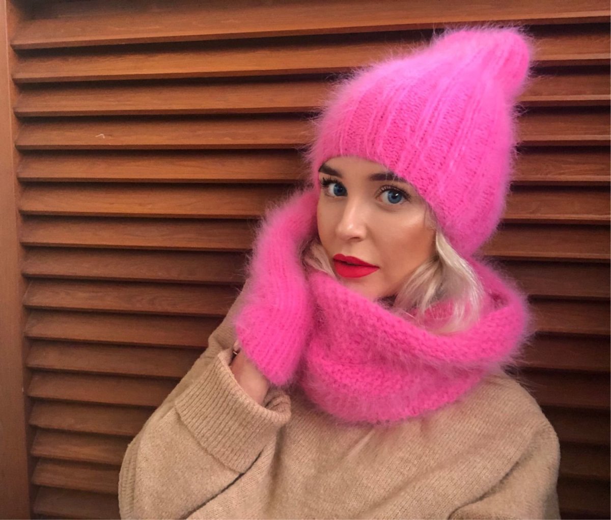 Шапка бини ангора