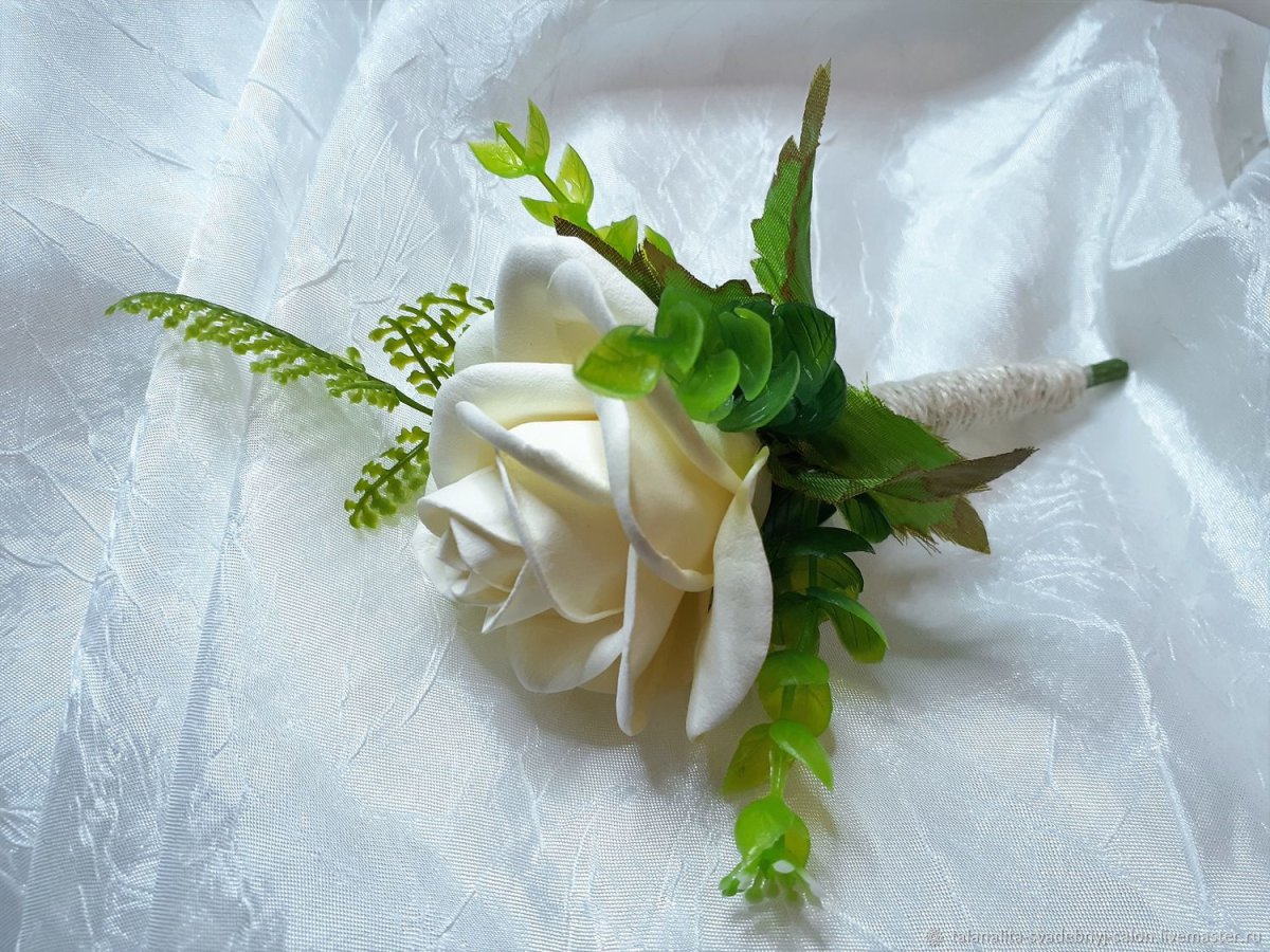 БУТОНЬЕРКА, МК / DIY ROSE BOUTONNIERE