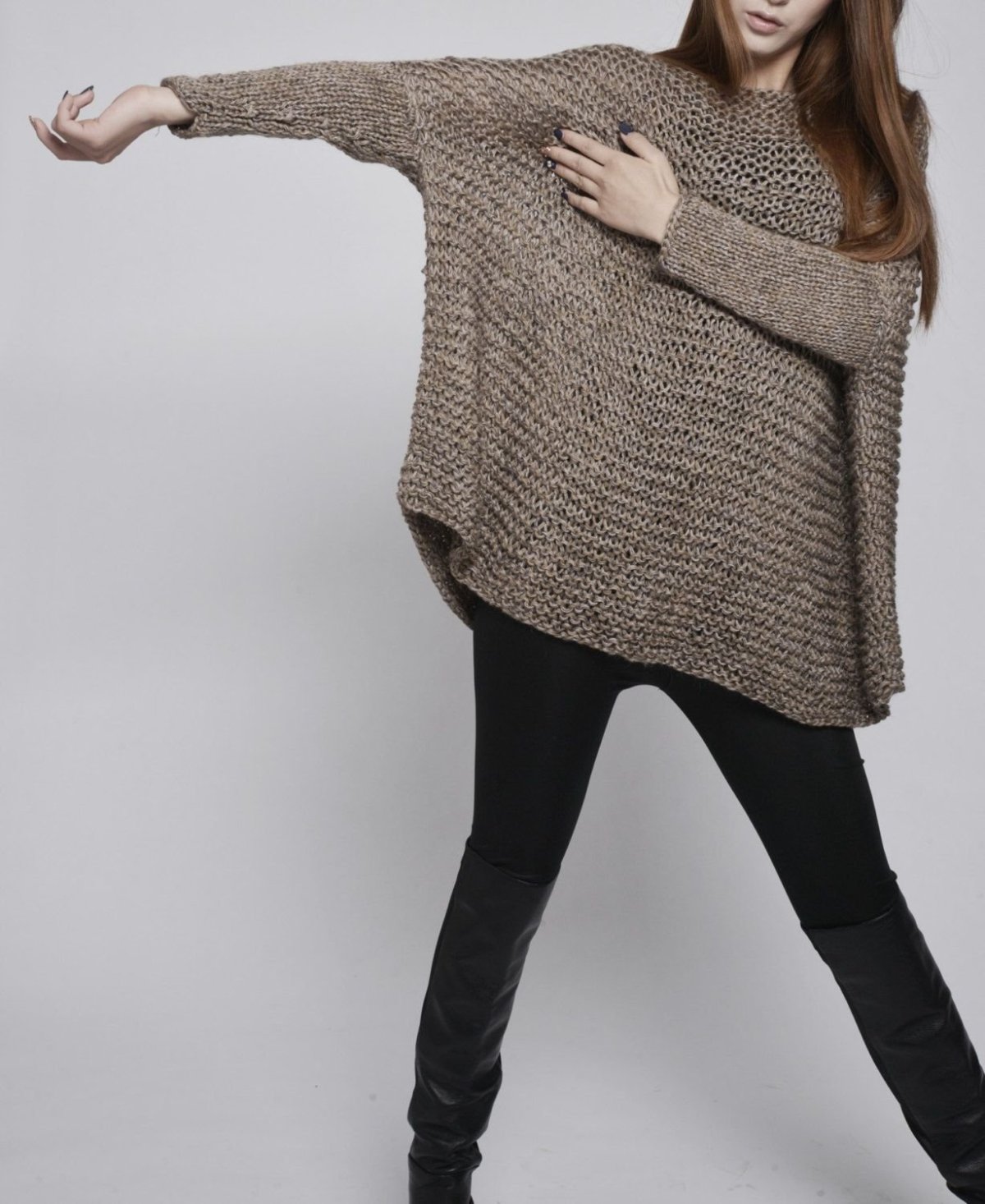 Свитер оверсайз спицами