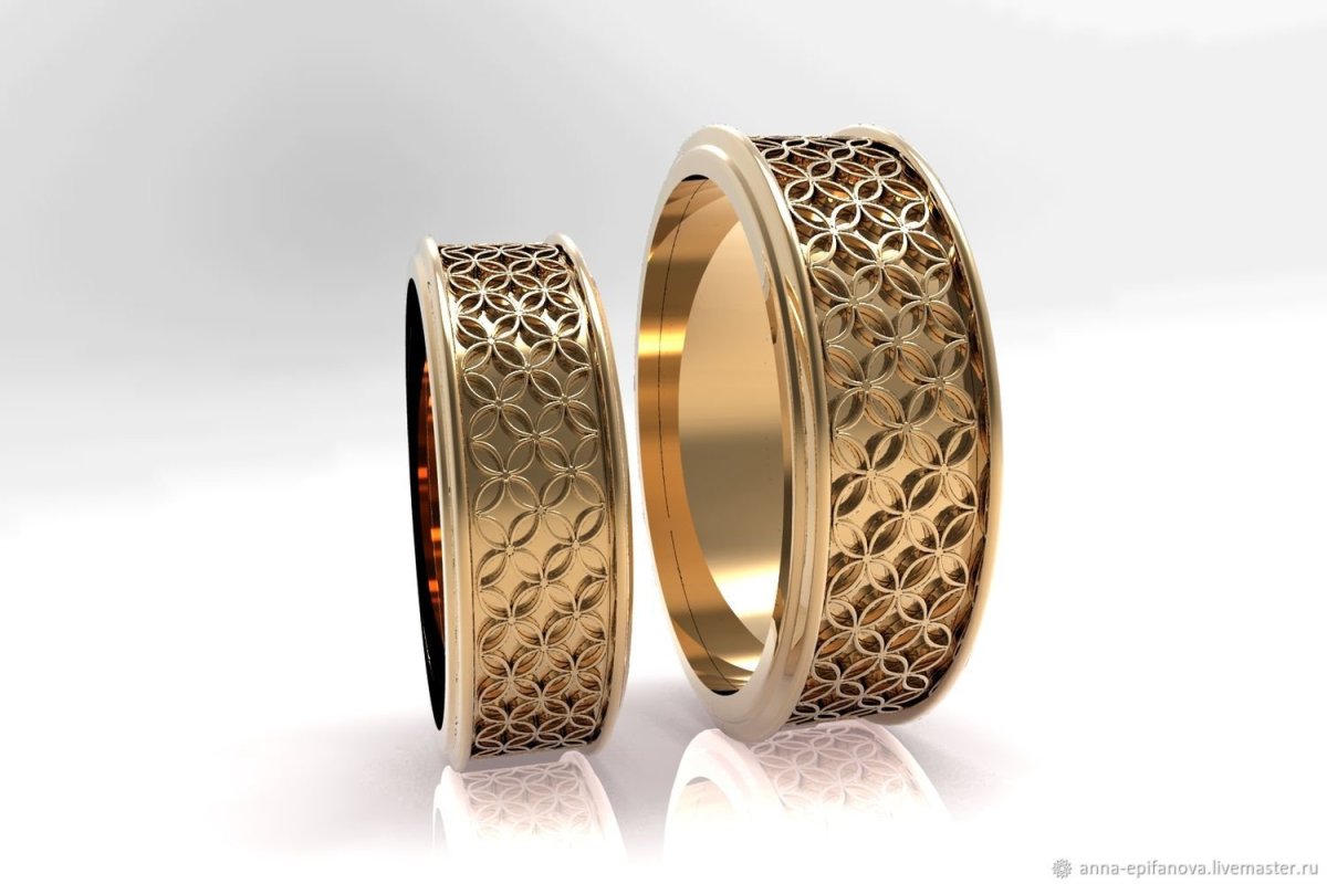 Резное обручальное кольцо мужское