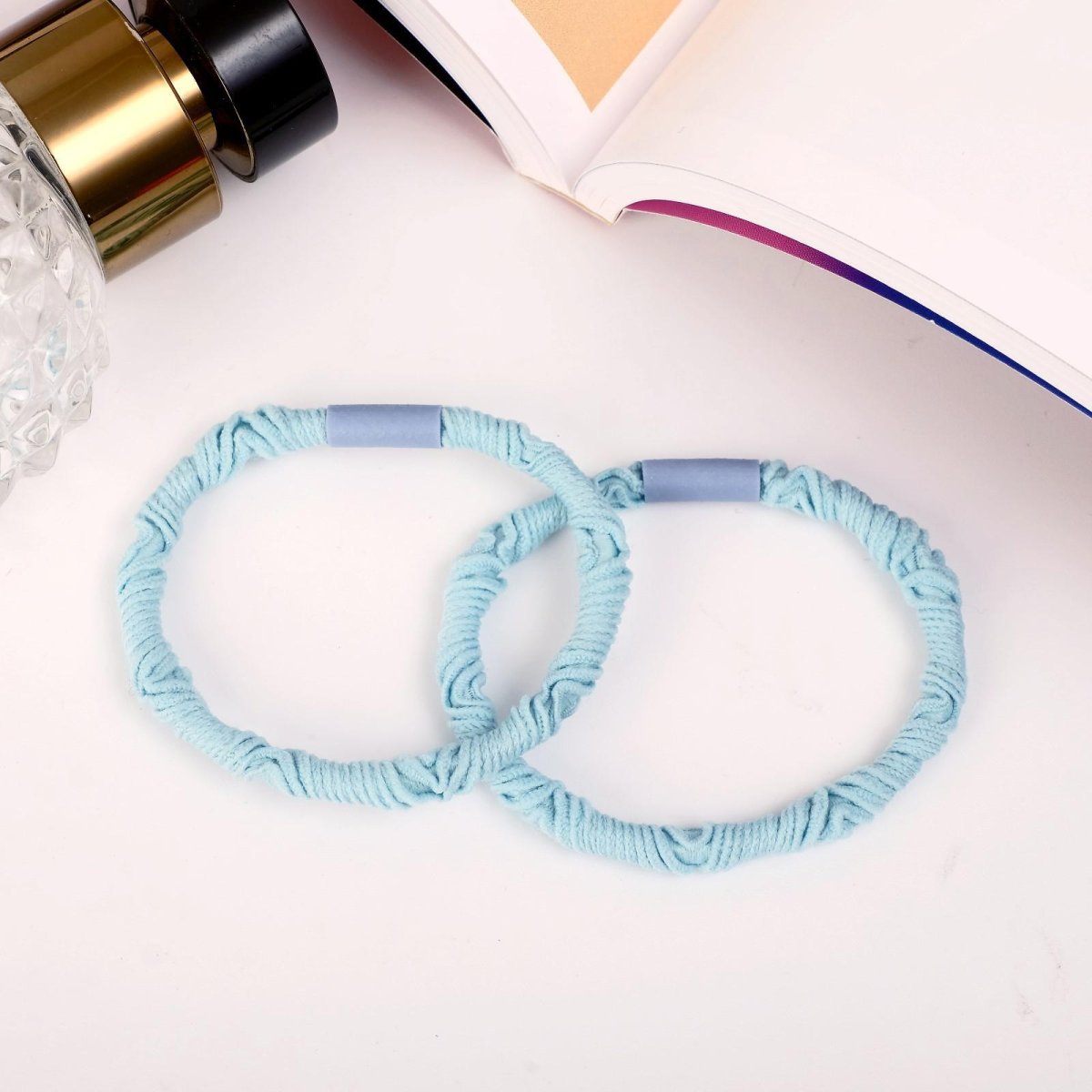 Резинка для волос "спорт" (набор 18 шт) сине-голубой