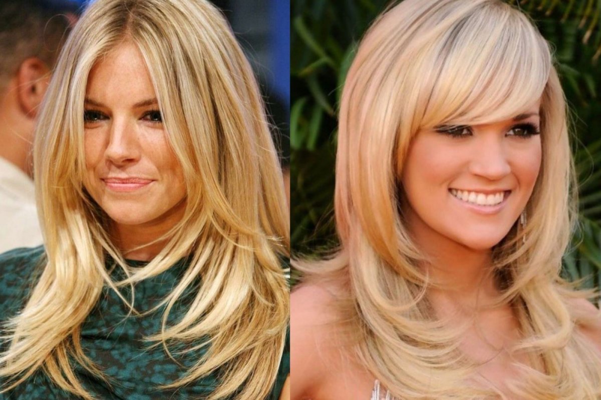 Стрижка Каскад на средние волосы без челки