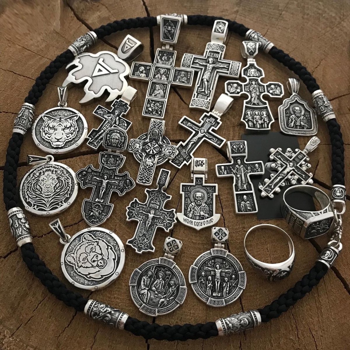 Цепь с монетами серебро мужская