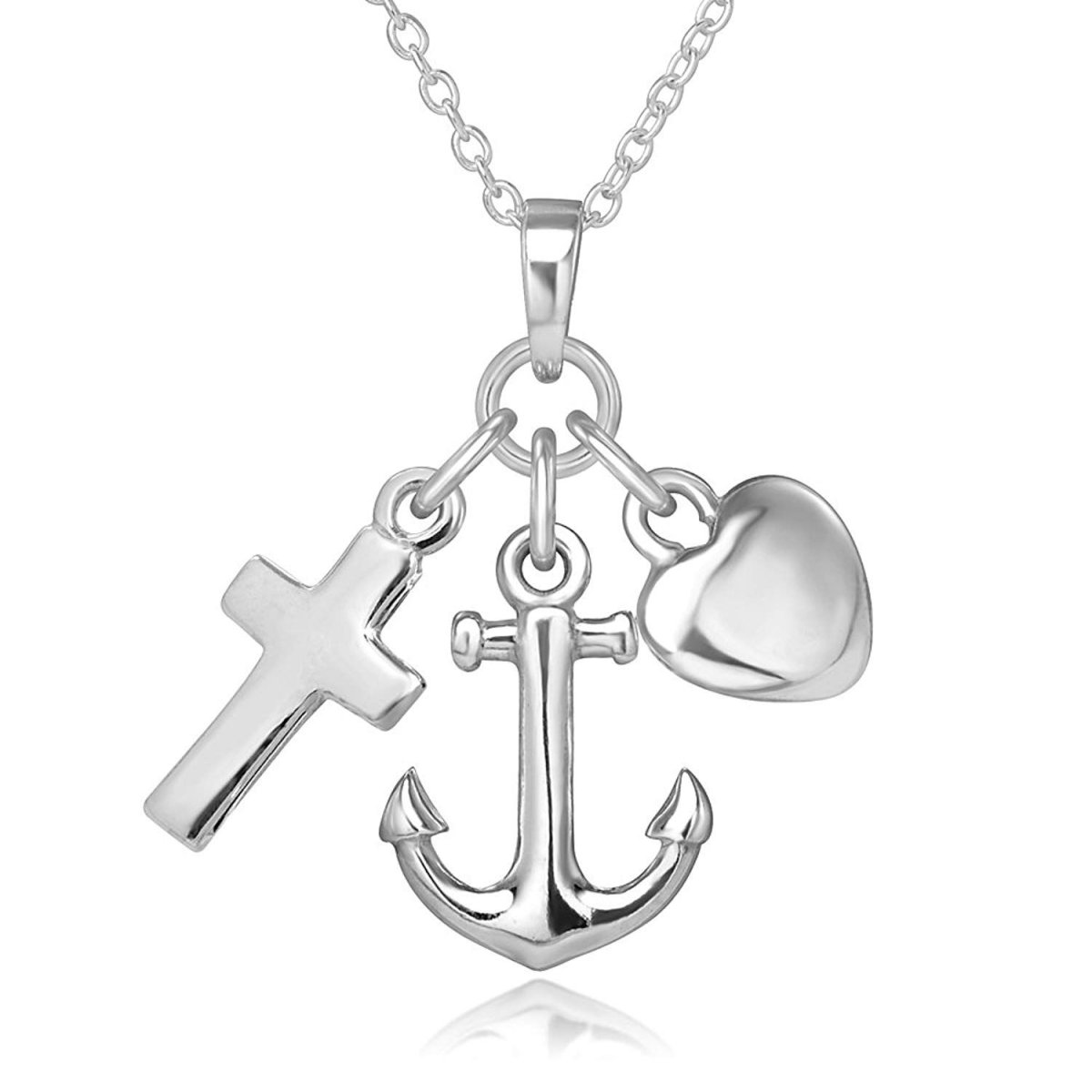 Подвеска сердце крест и якорь