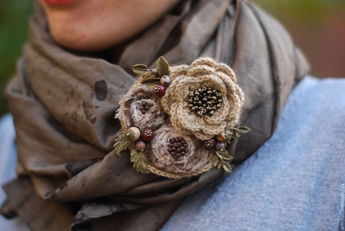 Вязаные украшения на шею крючком