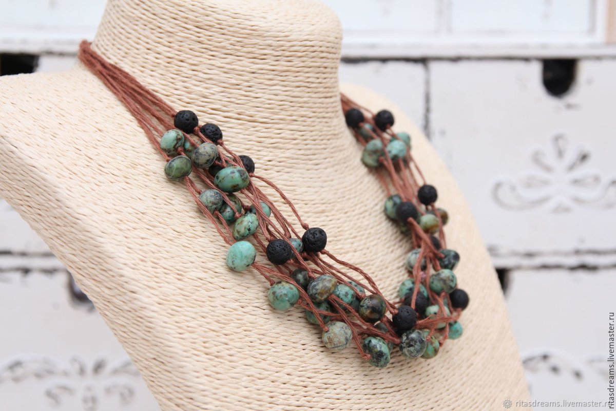 Украшения из льняных ниток