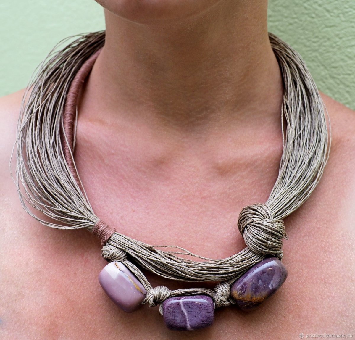 Украшения из льняных ниток