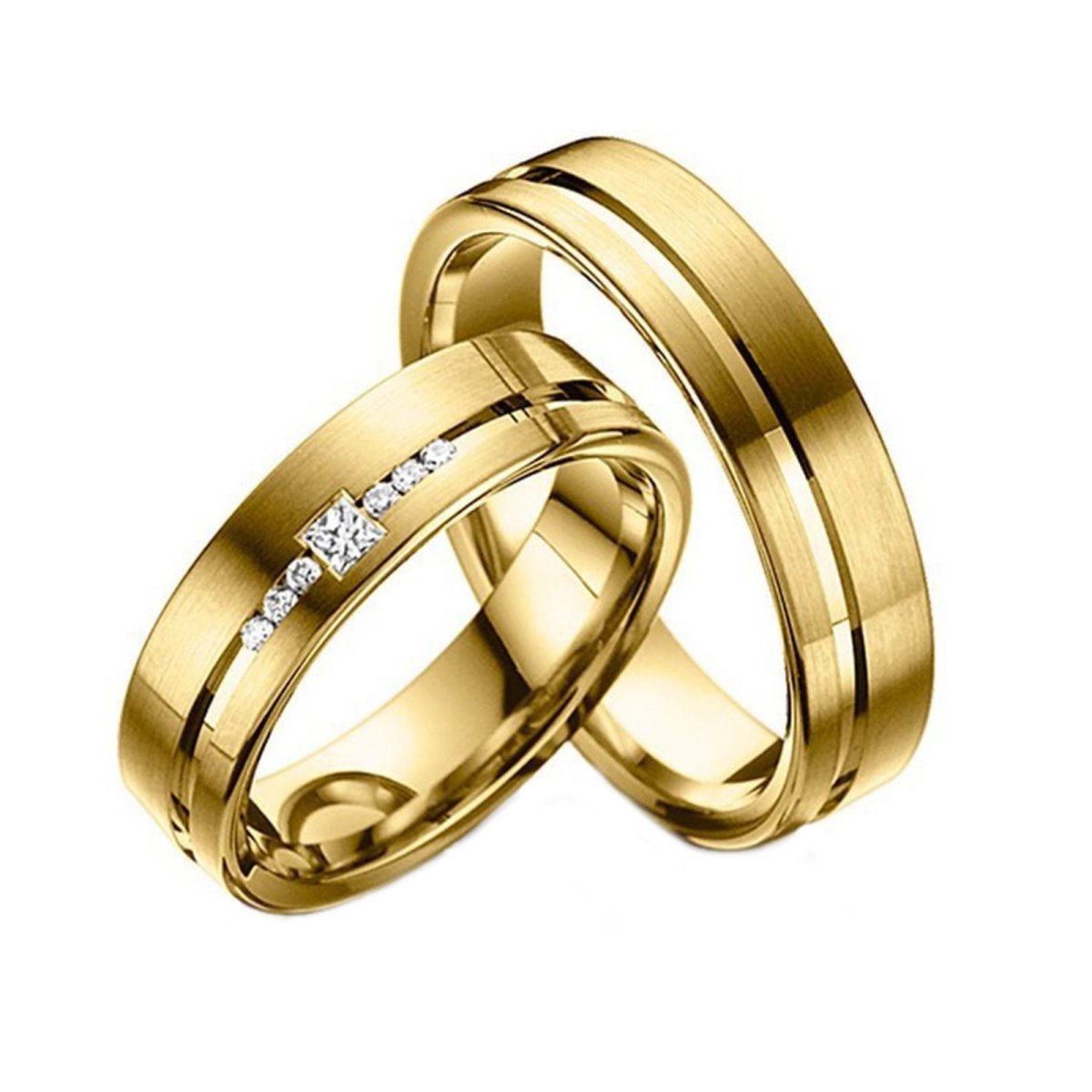 Обручальные кольца пара с камнями