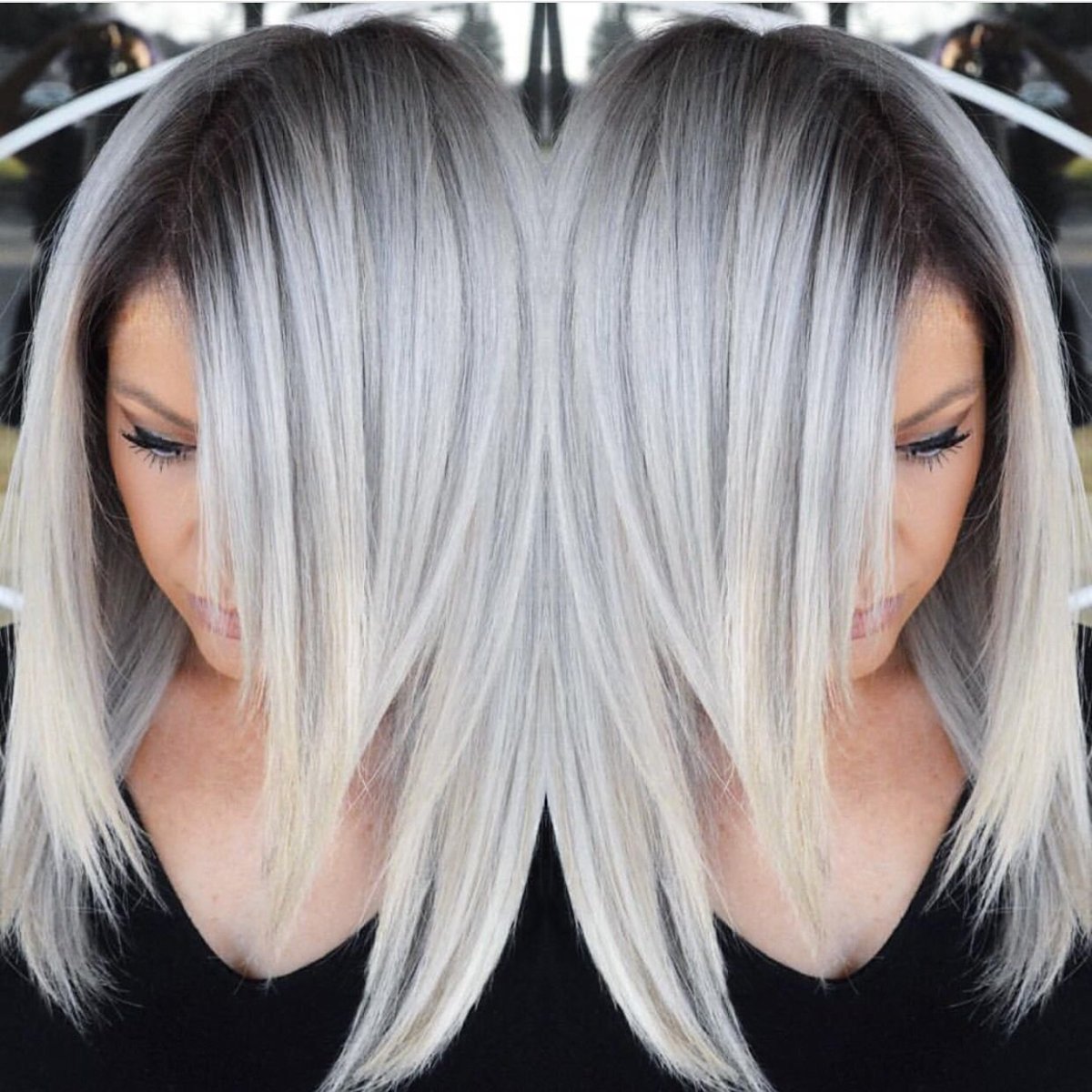 Пепельный балаяж на каре