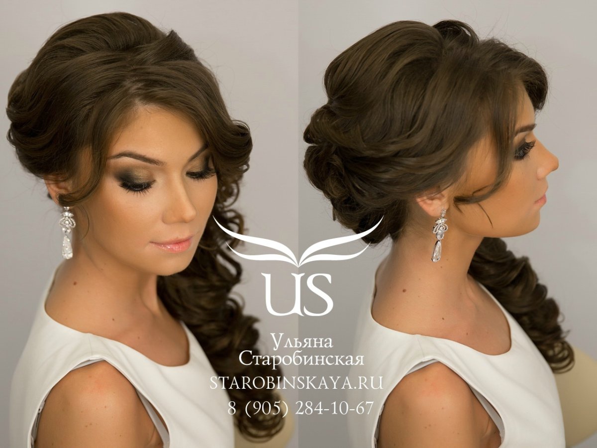 Вечерняя прическа на длинные волосы на бок