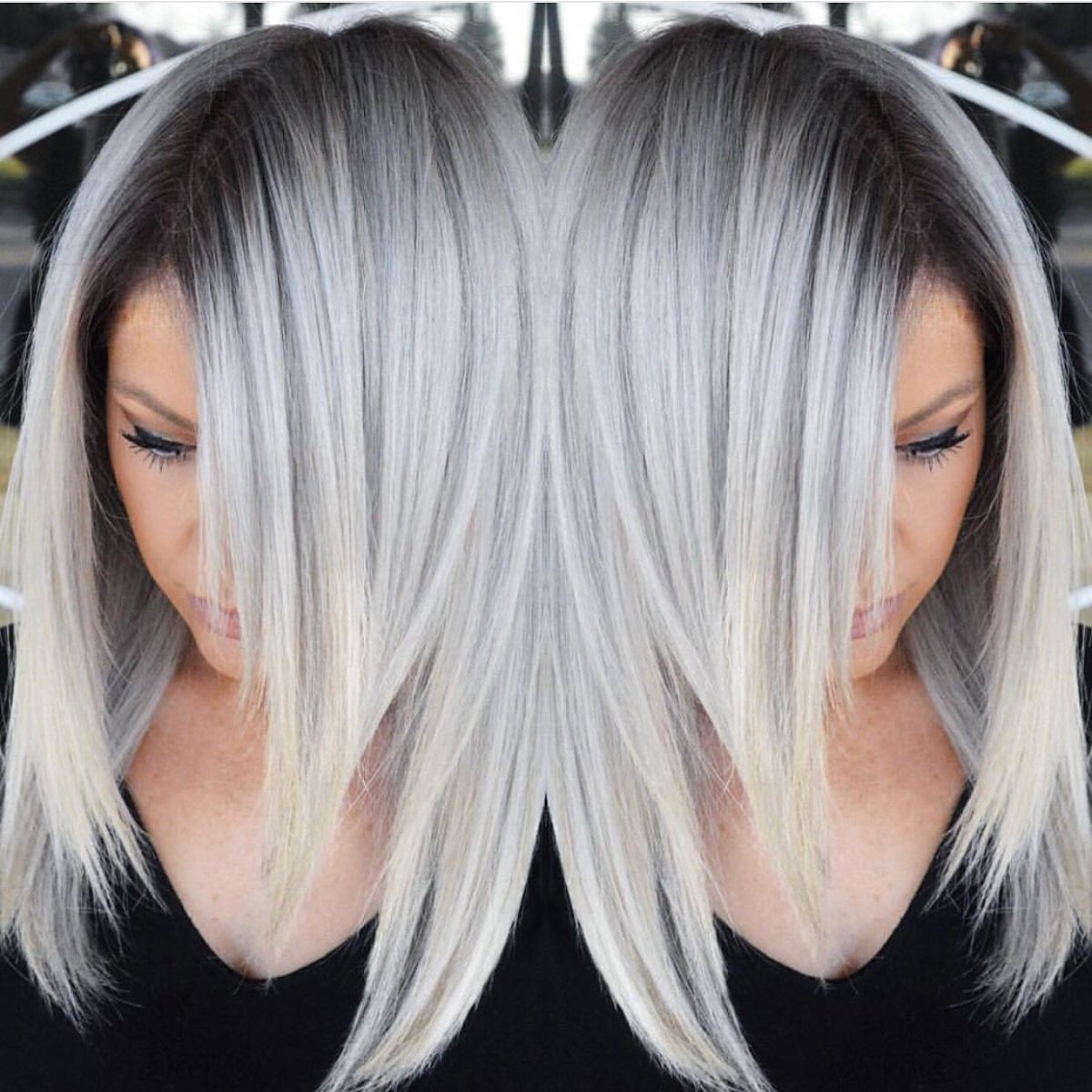 Пепельный балаяж на каре