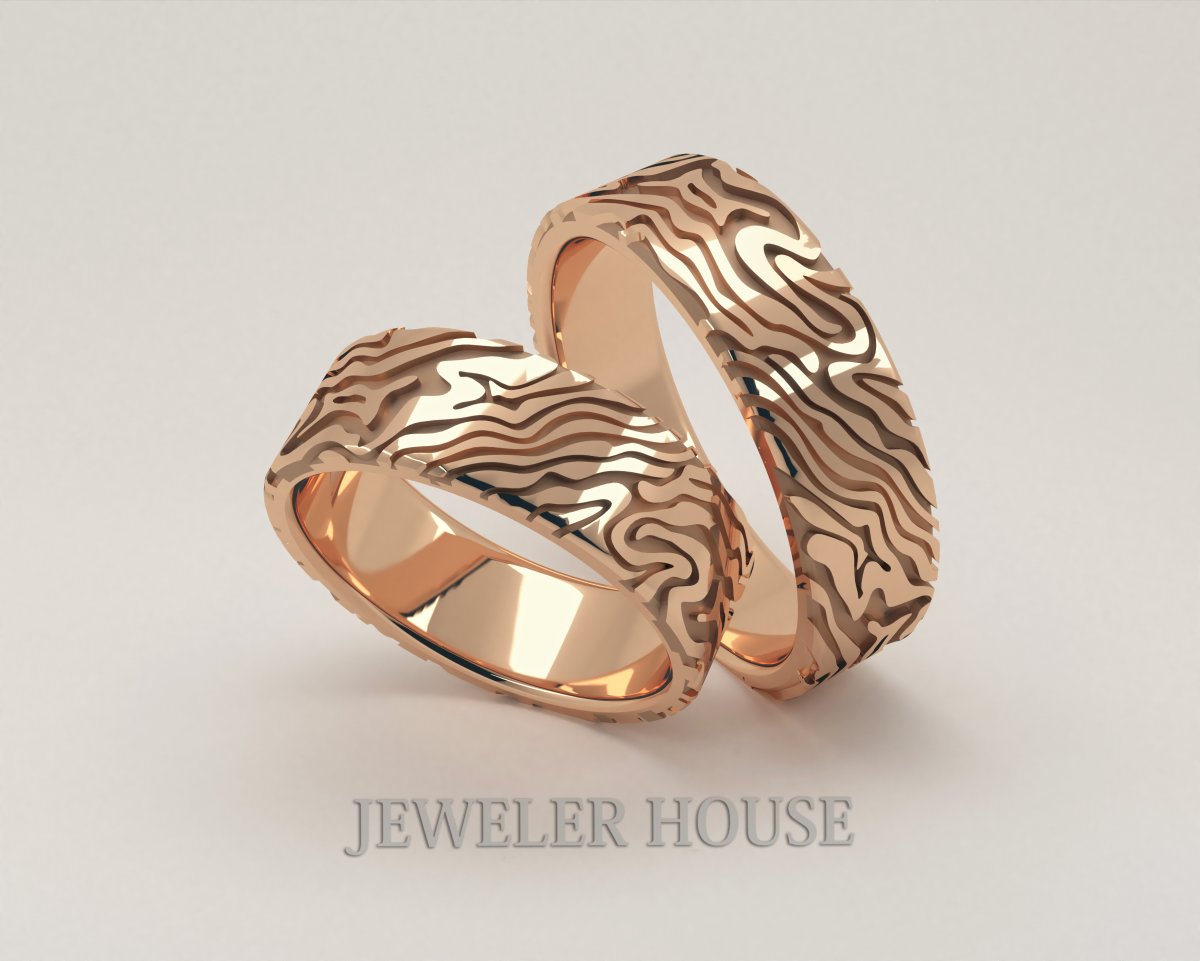 Обручальные кольца дамасская сталь