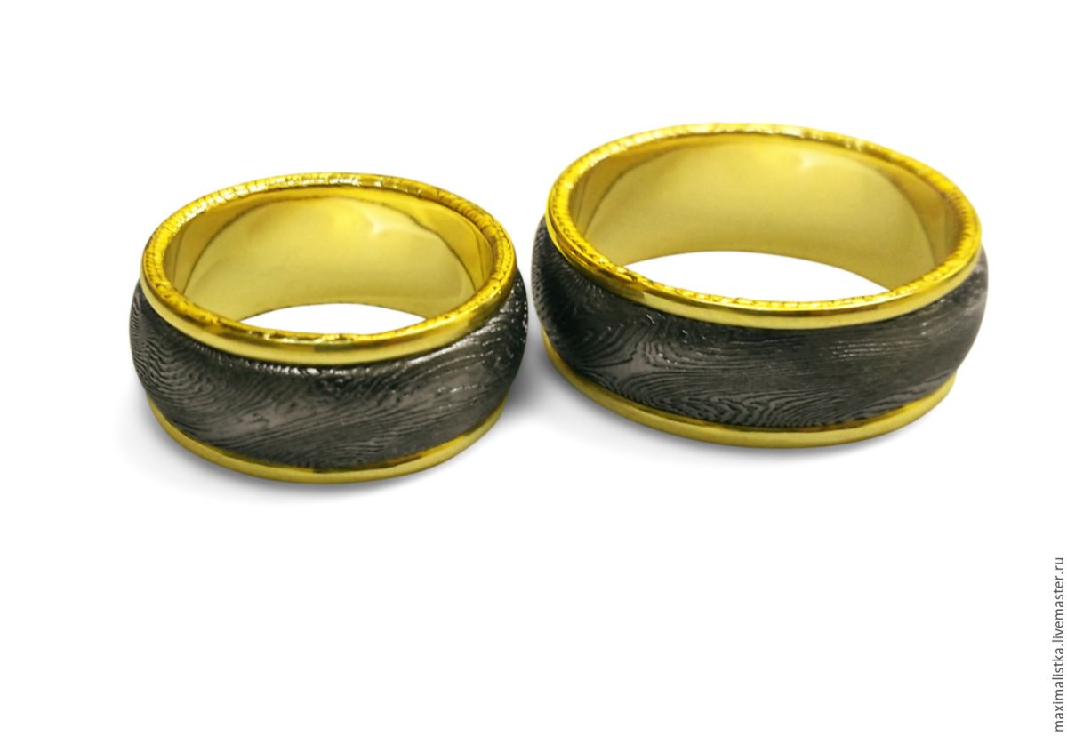 Обручальные кольца дамасская сталь
