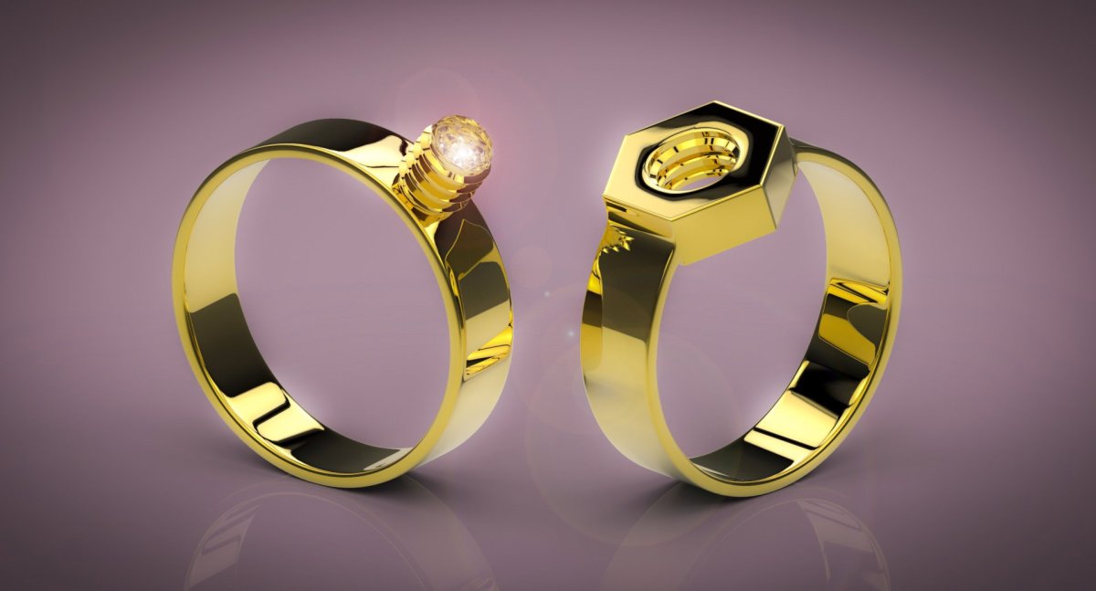 Обручальное кольцо гайка