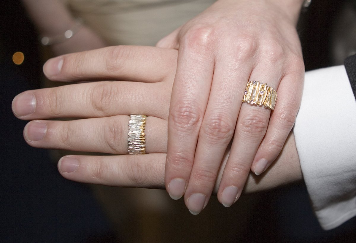 Широкое обручальное кольцо на руке