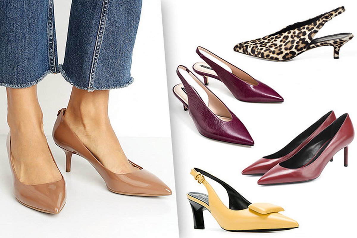 Туфли лодочки на низком каблуке