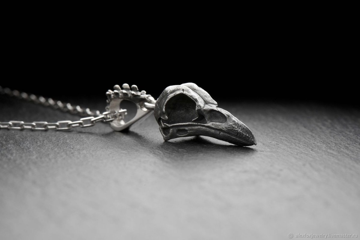 Подвеска ворон серебро