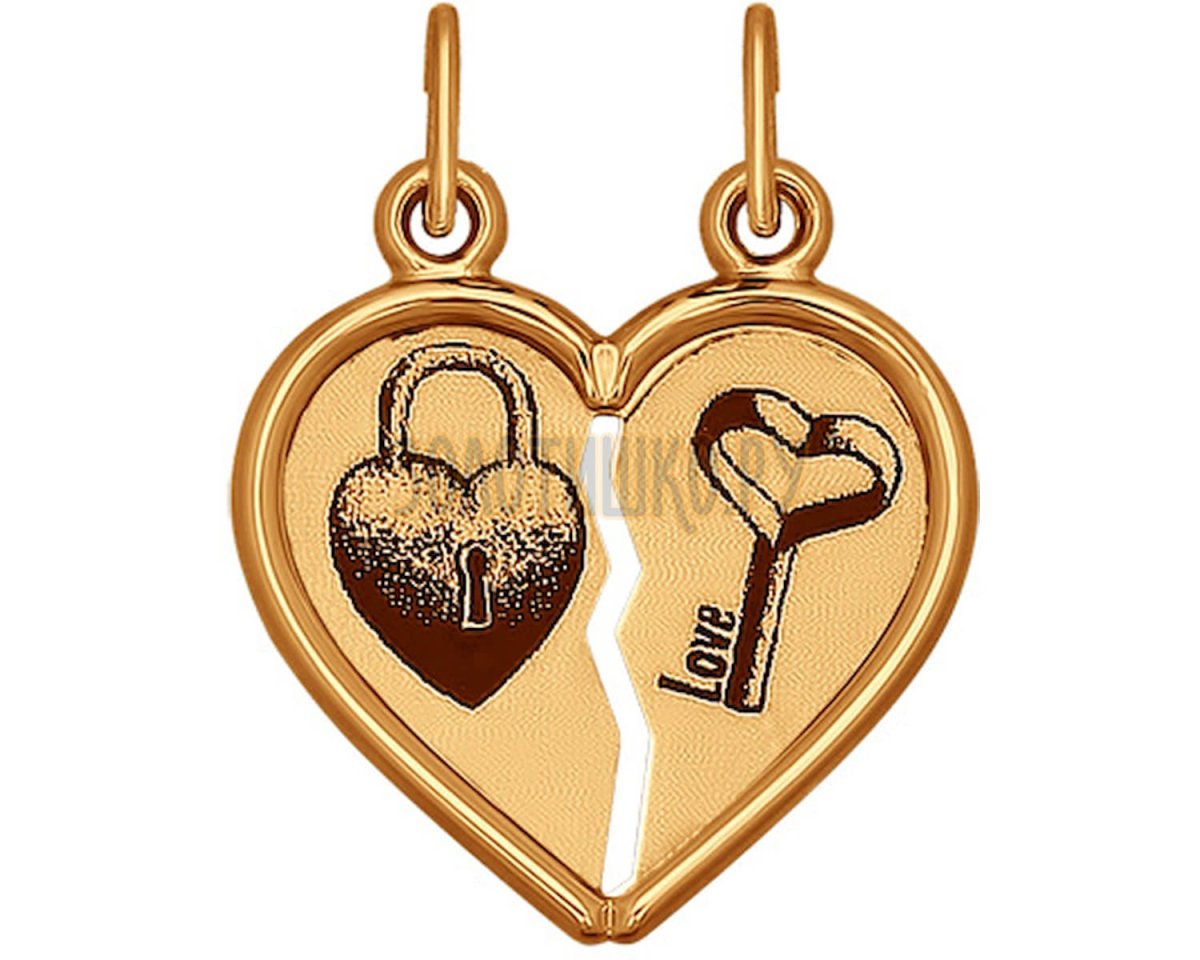 Подвеска половинки сердца золото