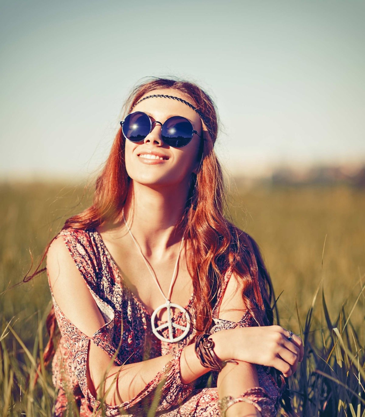 Фотосессия в поле хиппи
