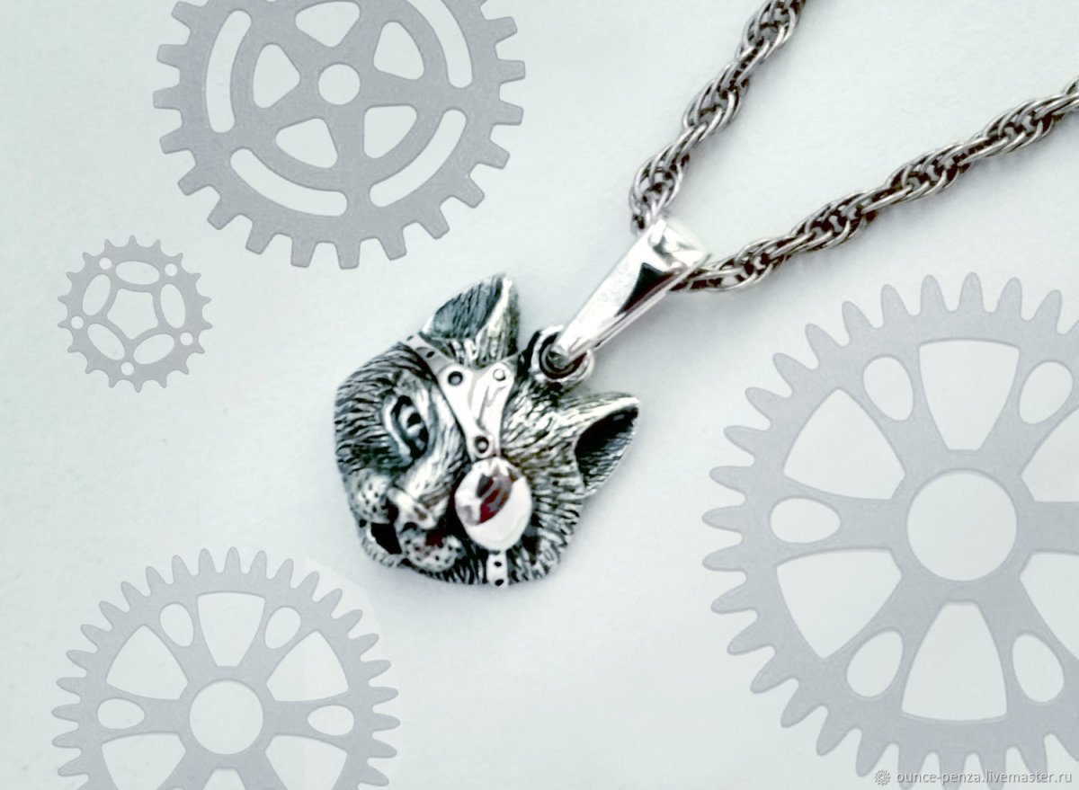 Подвеска кот серебро