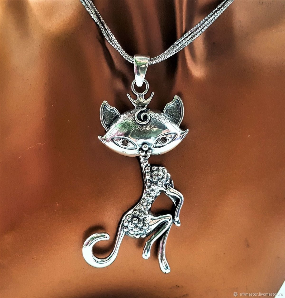 Подвеска кошка серебро