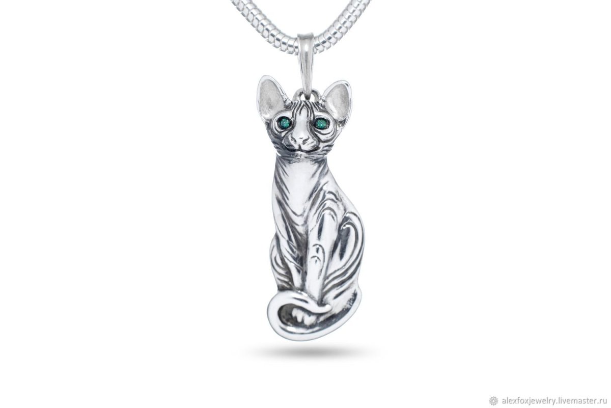Шарм сфинкс кот серебро