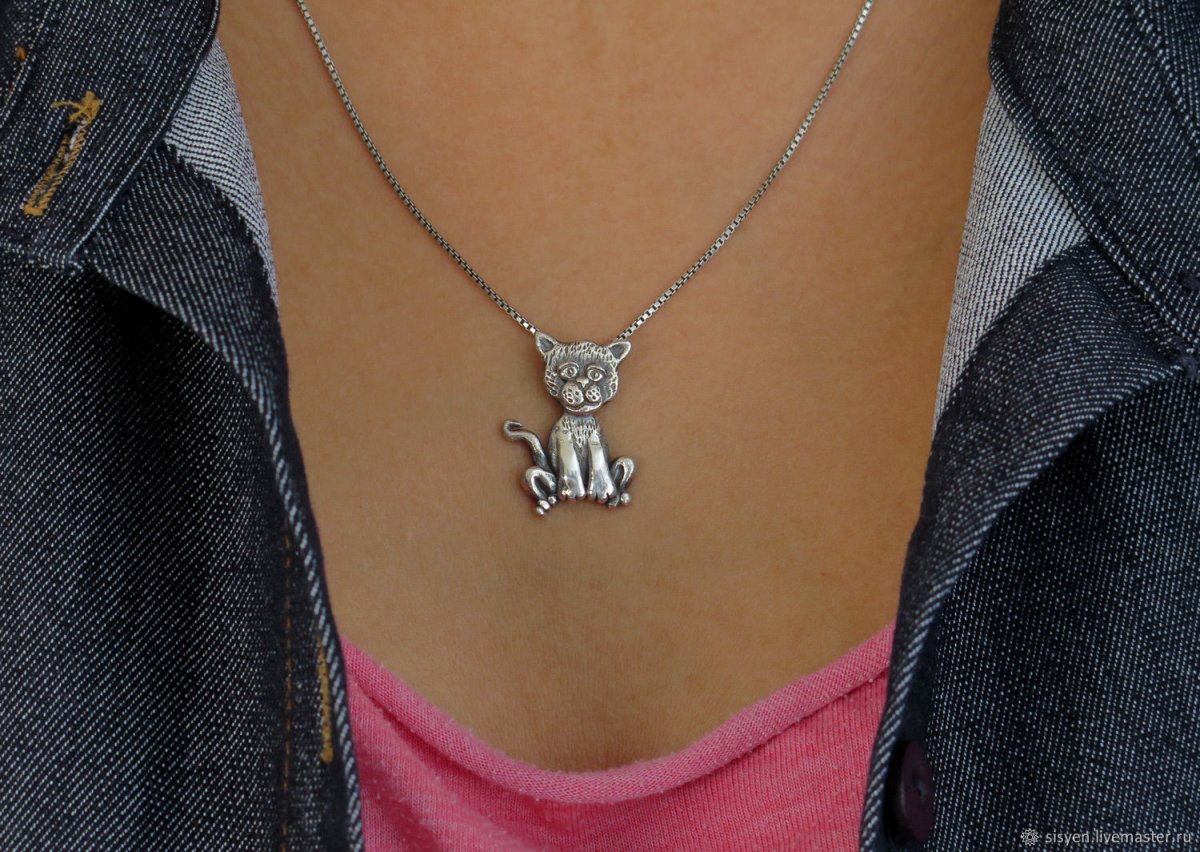 Серебряная подвеска 'кот'