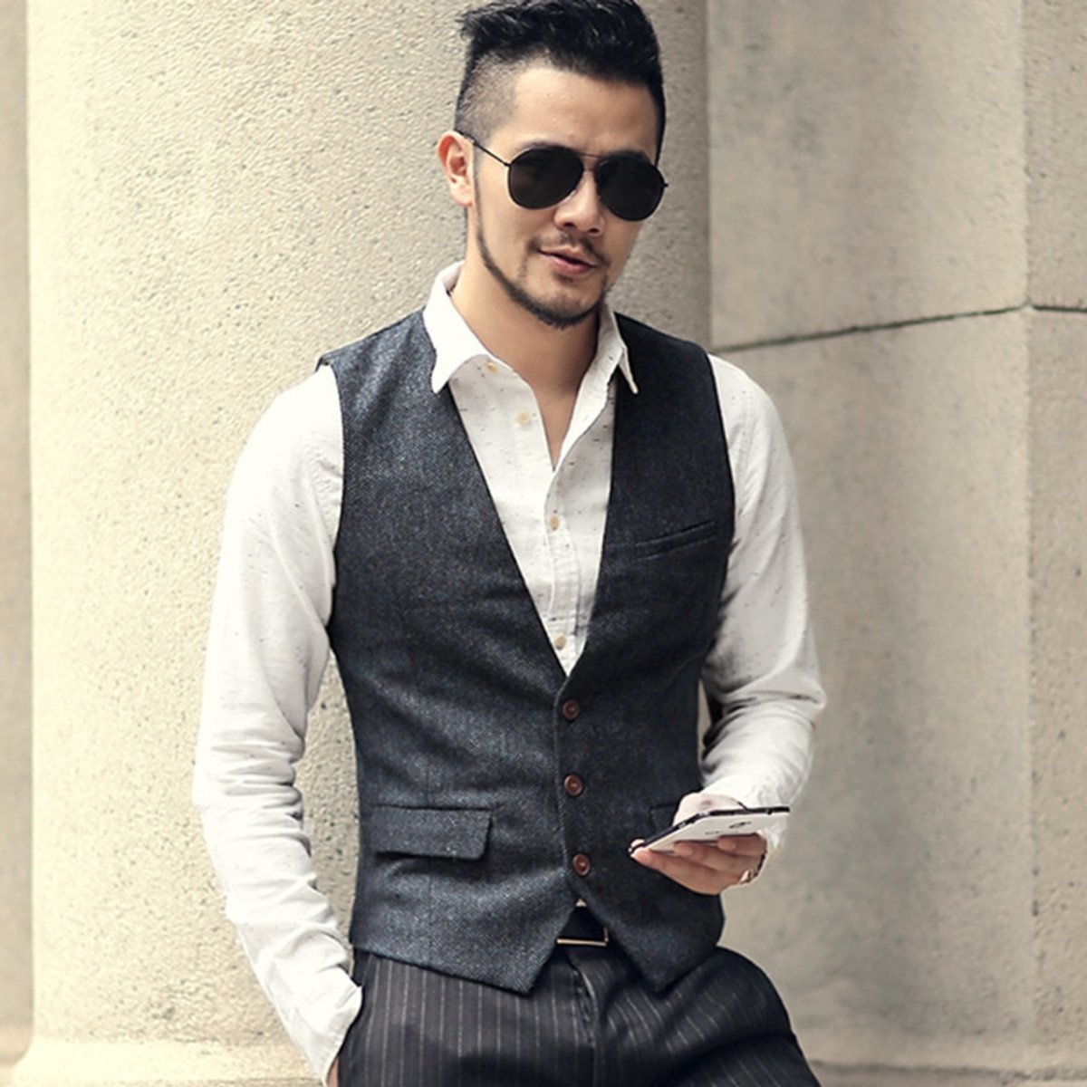 FGKKS men's Suit Vests Slim Fit Dress Sleeveless Jacket for men Formal Tuxedo Waistcoat Business Casual Vest male