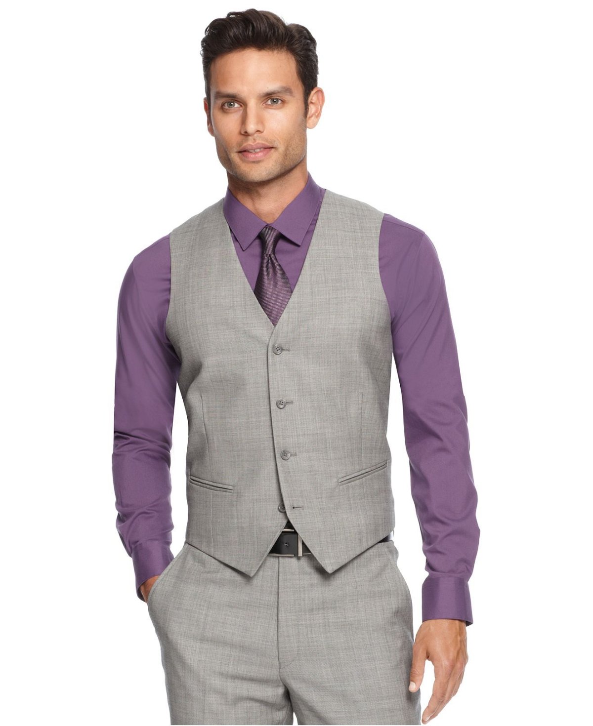 Фиолетовая рубашка с жилеткой