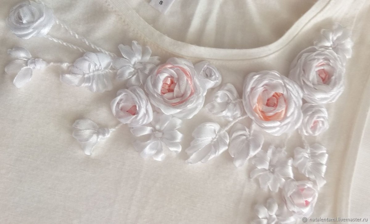 Украшение одежды вышивкой лентами