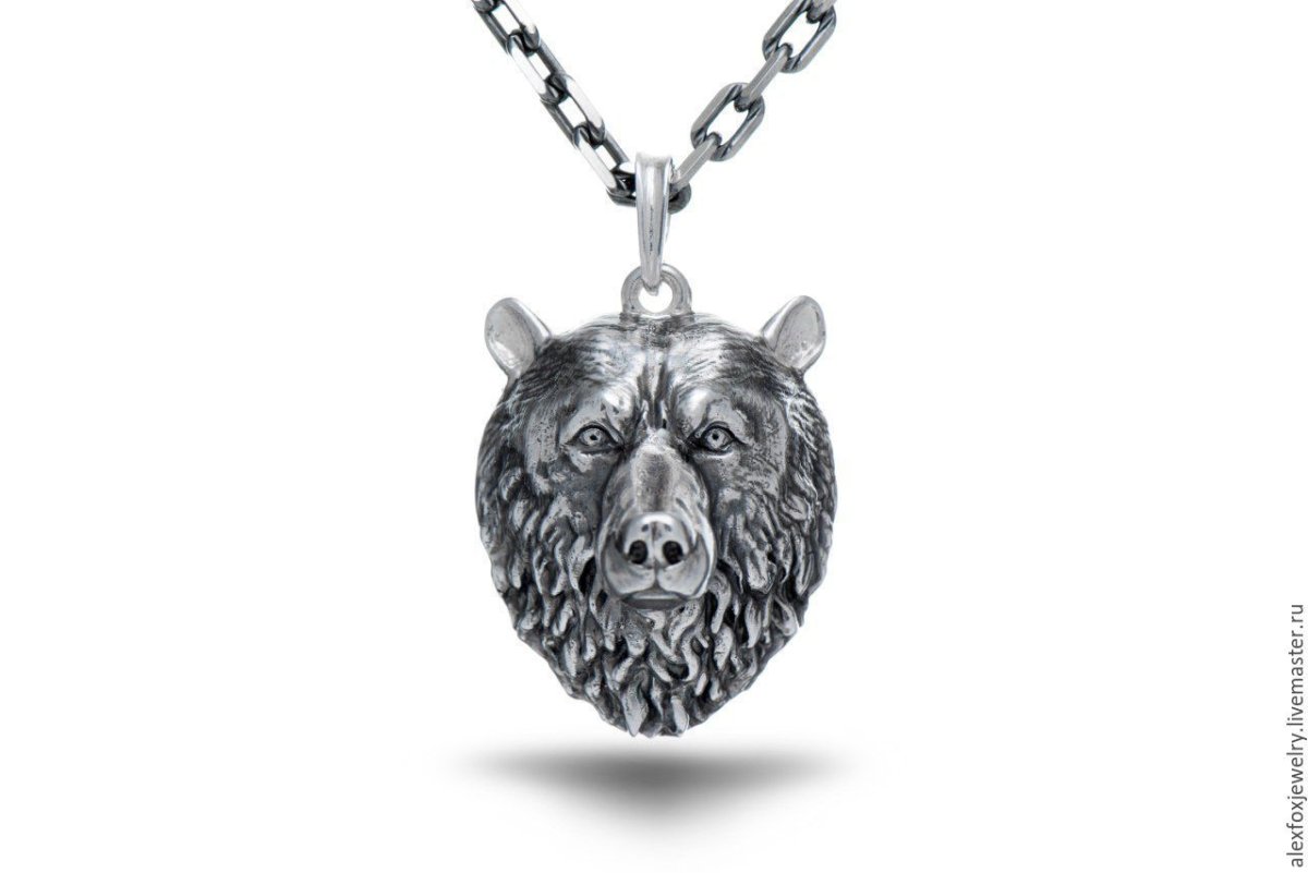 Подвеска медведь, родий, а717