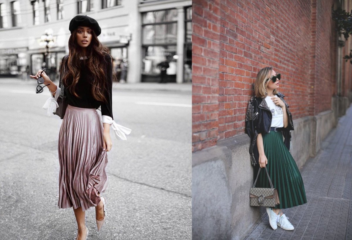 Образы с плиссированной юбкой