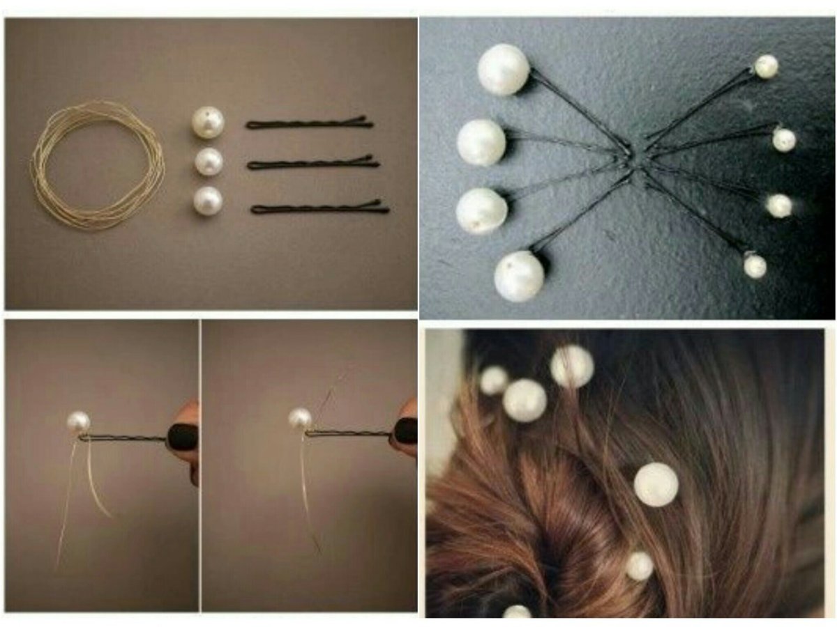 Шпильки для волос с бусинами