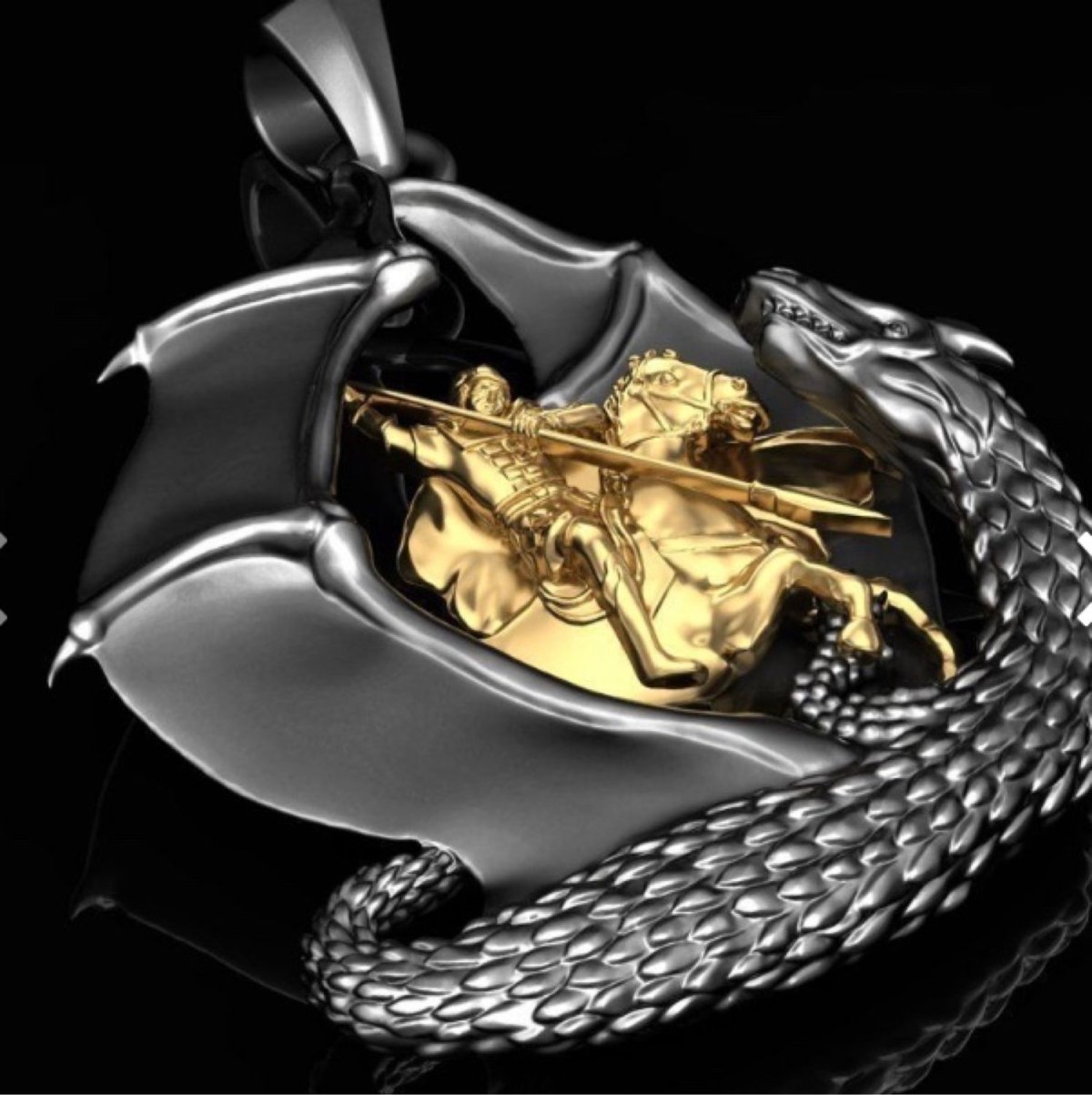 Подвеска Георгий Победоносец золото мужская