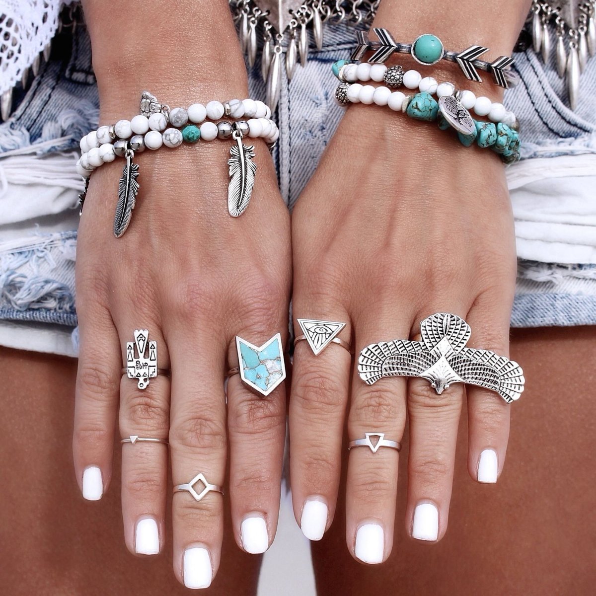 Кольца в стиле бохо серебро
