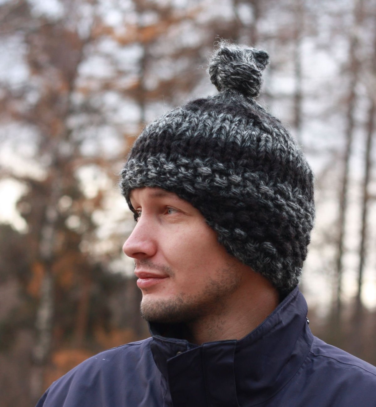 Мужская шапка спицами