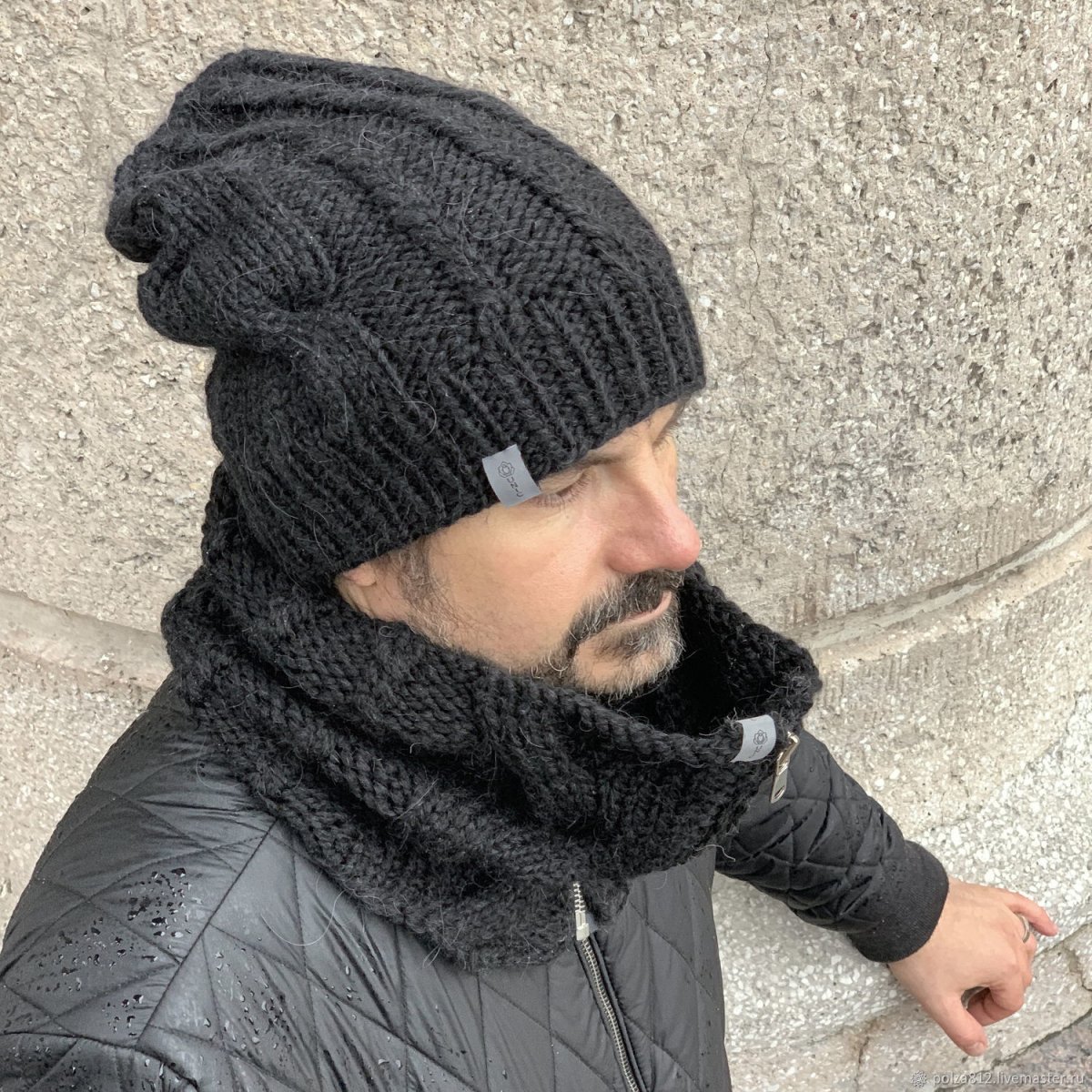 Шапка снуд мужская вязаная
