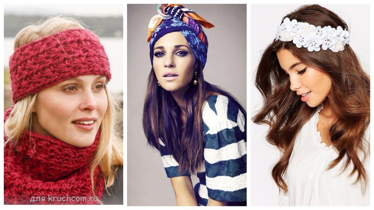 Повязка на голову спицами лицевой гладью