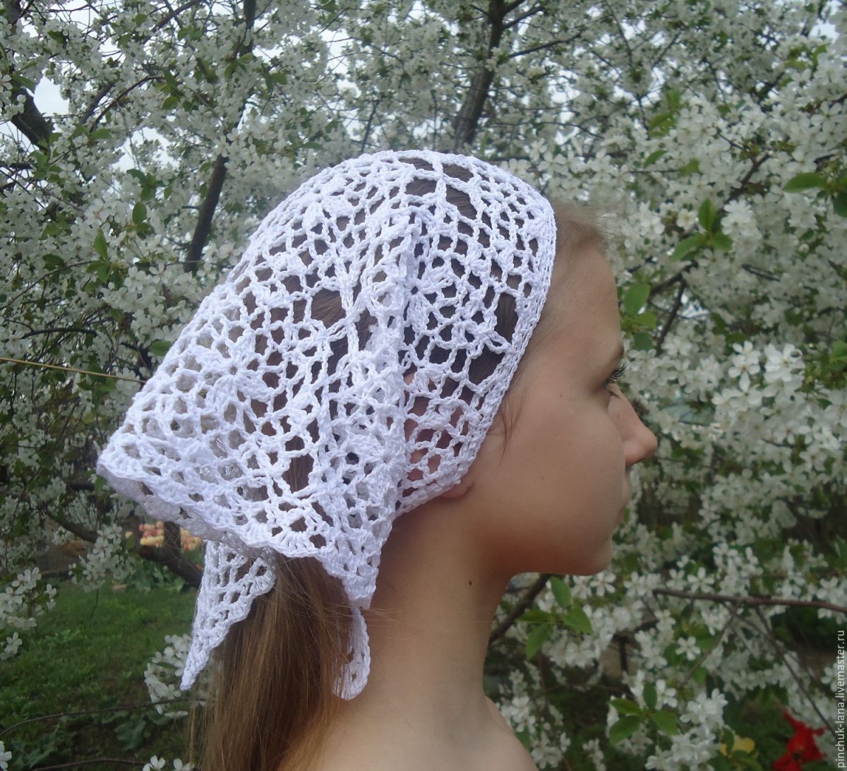 Летние вязаные косынки на голову