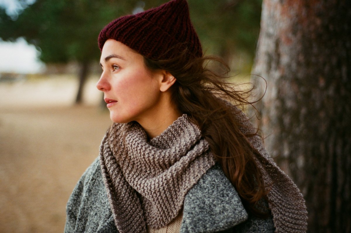 Платок на голову спицами