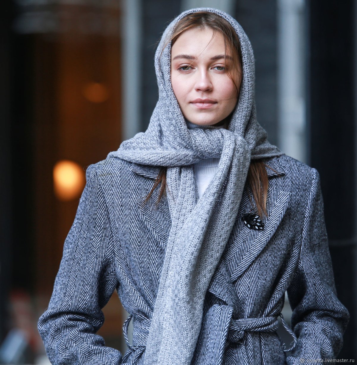 Шарф на голову зимой