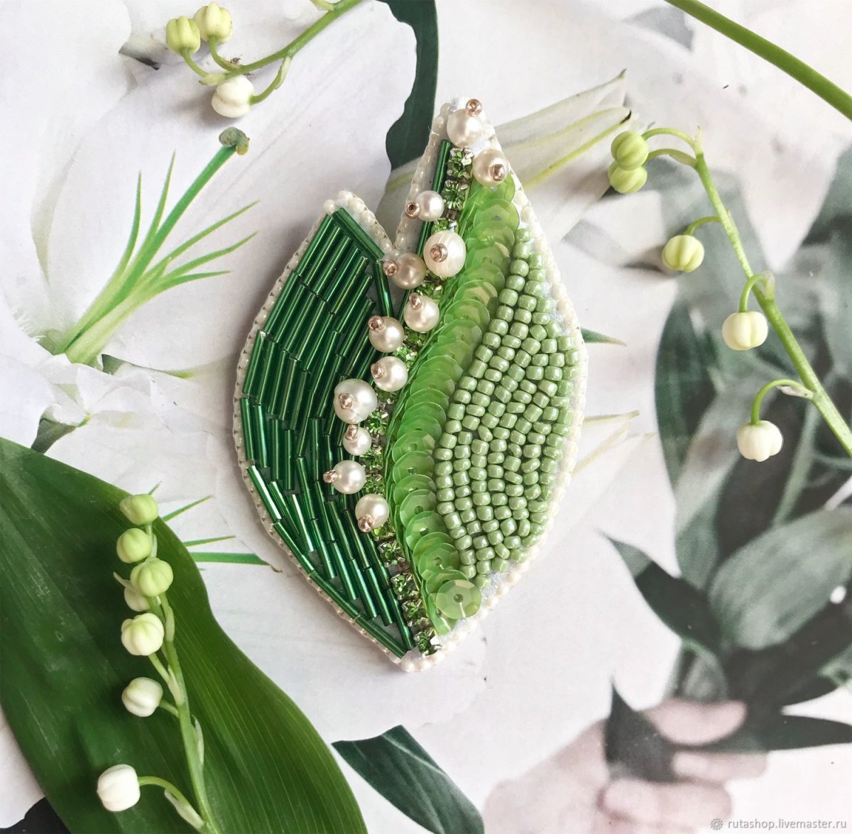 Брошь Ландыш серебро