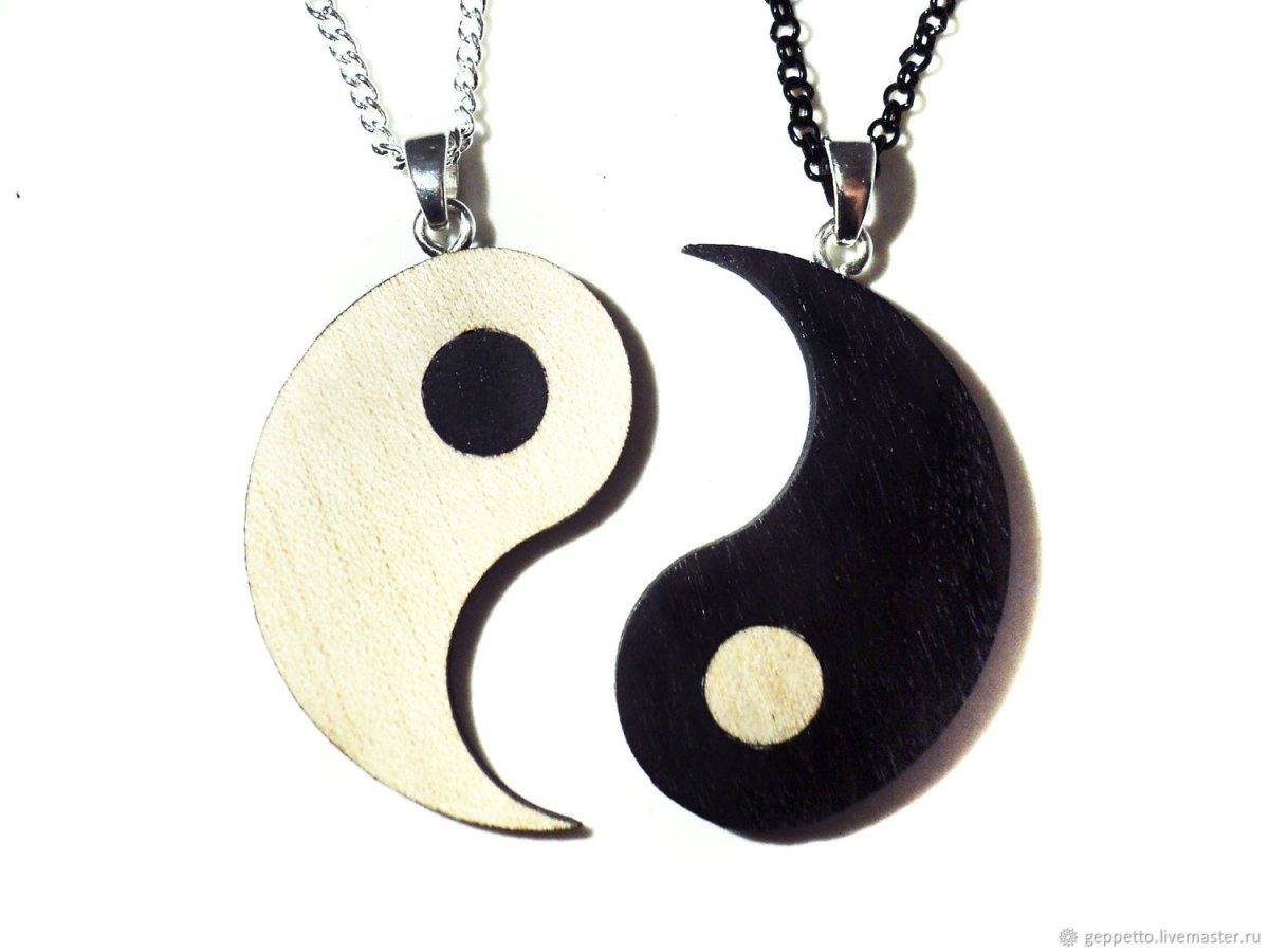 Подвеска Инь Янь для двоих из серебра