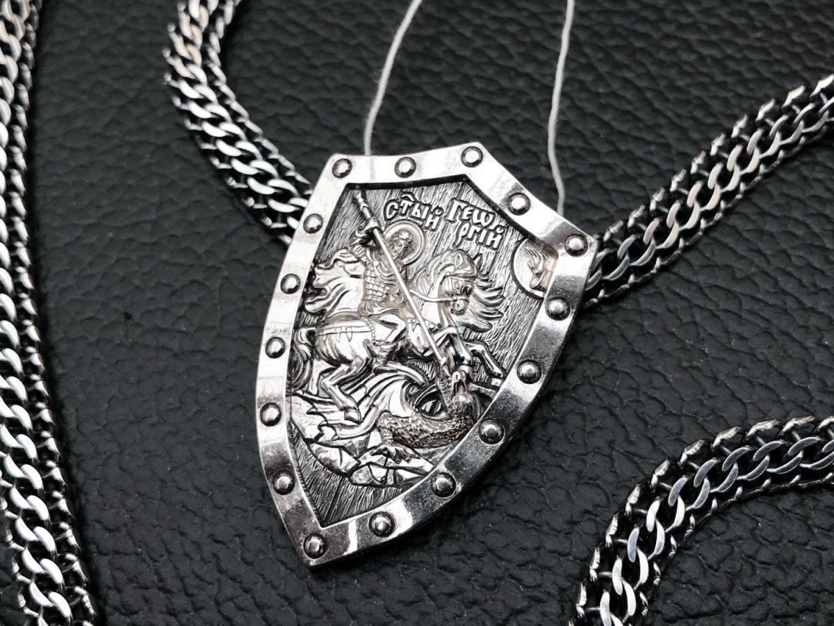 Подвеска Святой Георгий Победоносец серебро