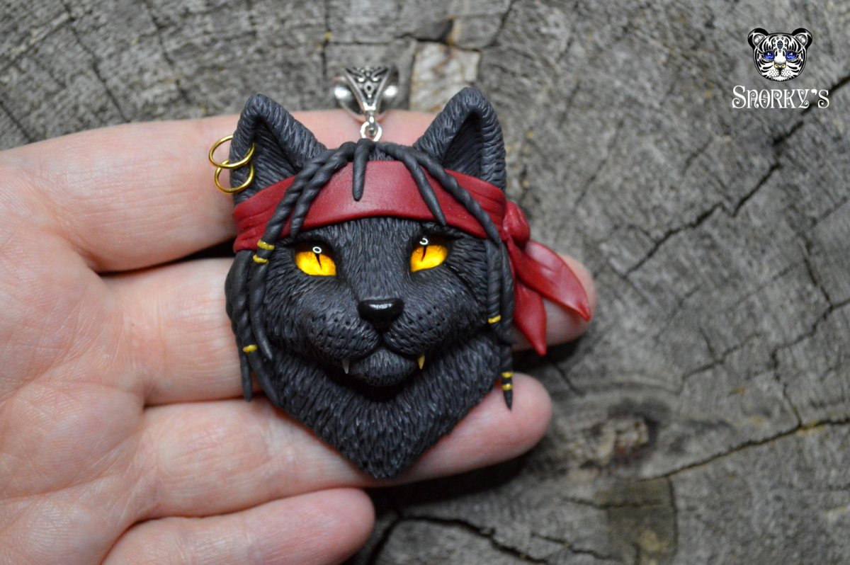 Кулон кошка из медной проволоки