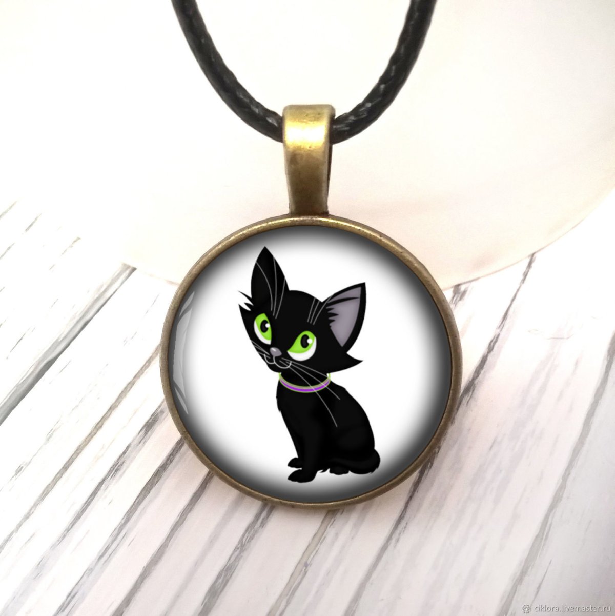 Кулон черная кошка